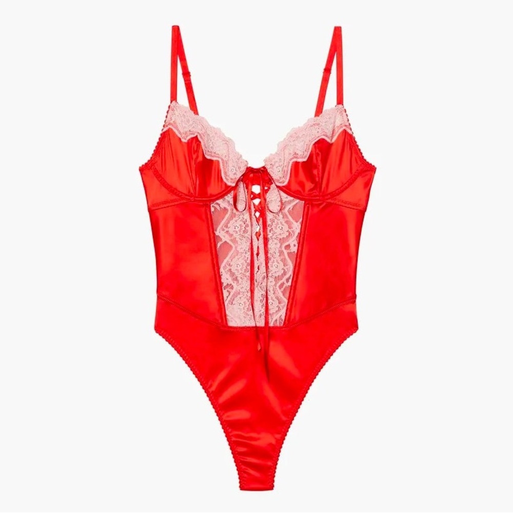 🔥SUPER SALE🔥Savage X Fenty Satin and Lace Bodysuit NWT (L)